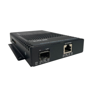 Black Box LGC5310A Gigabit Ethernet Industrial PoE+ Media Converter, 10/100/1000-Mbps Copper to 1000-Mbps SFP Fiber, Extreme Temperature